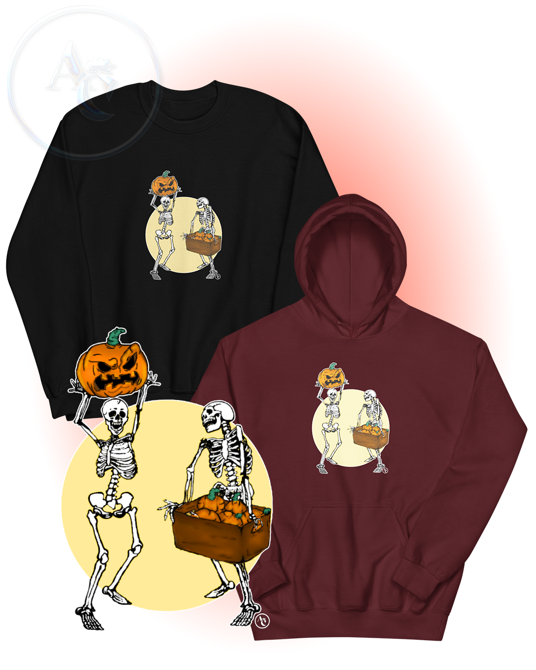 "The Skeleton's Pumpkin Patch" Halloween Crewneck Jumper/ Hoodie