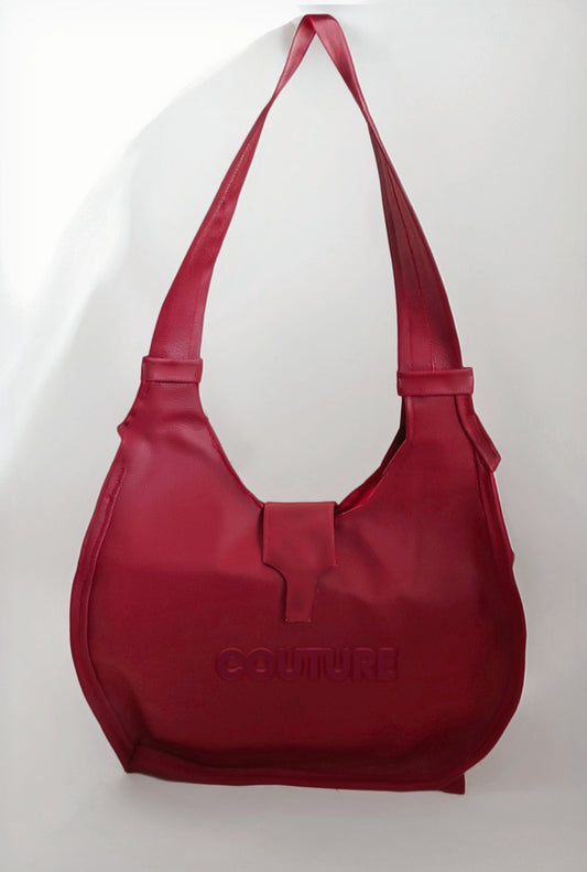 Crimson Faux Leather Bag