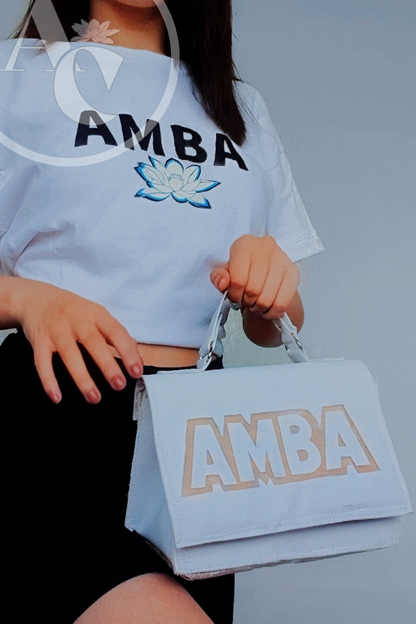 "AMBA" White Leather Crossbody Bag