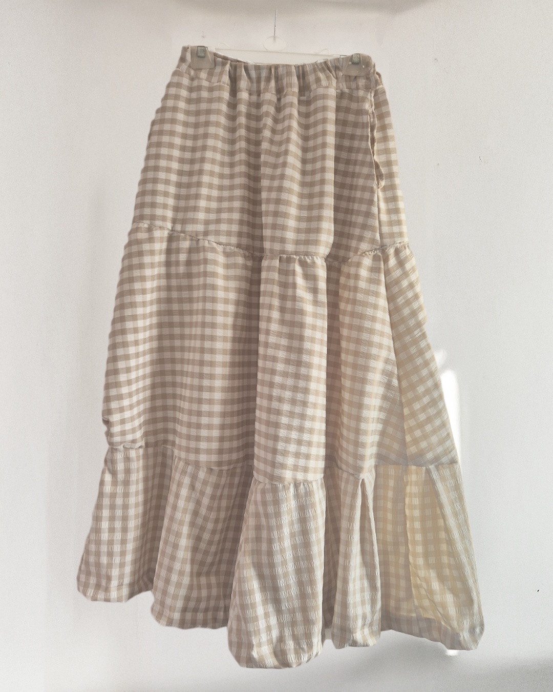 Gingham Tiered Midi Skirts