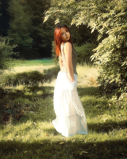 Gingham Tiered Midi Skirts