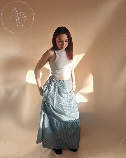 Gingham Tiered Midi Skirts